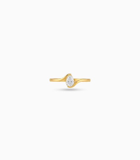 Gold Plated Party Simple Oval AD Finger Ring
