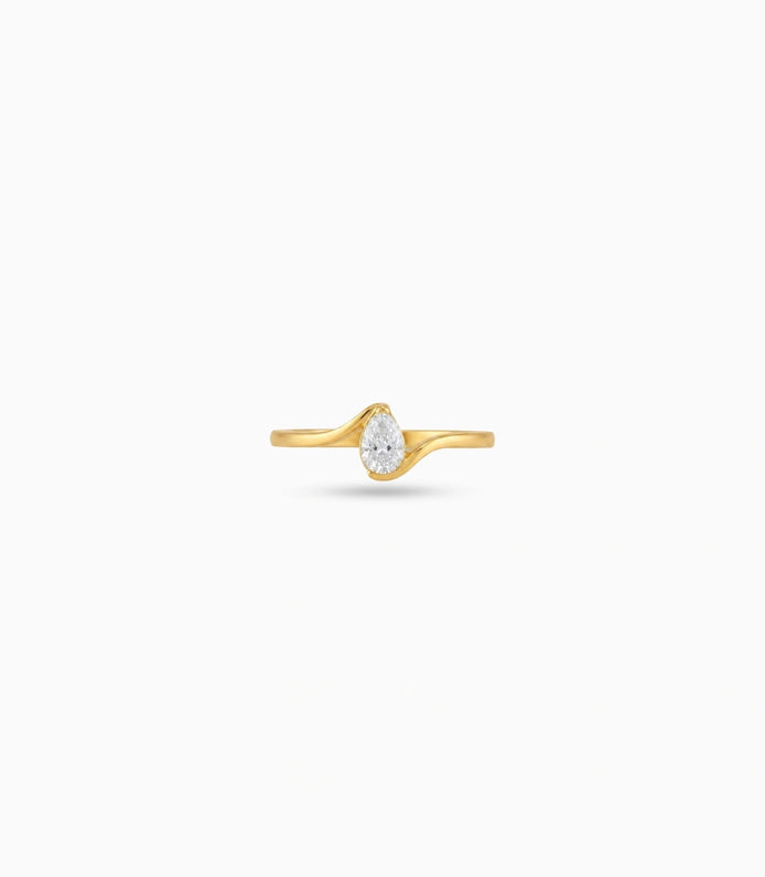 Gold Plated Party Simple Oval AD Finger Ring