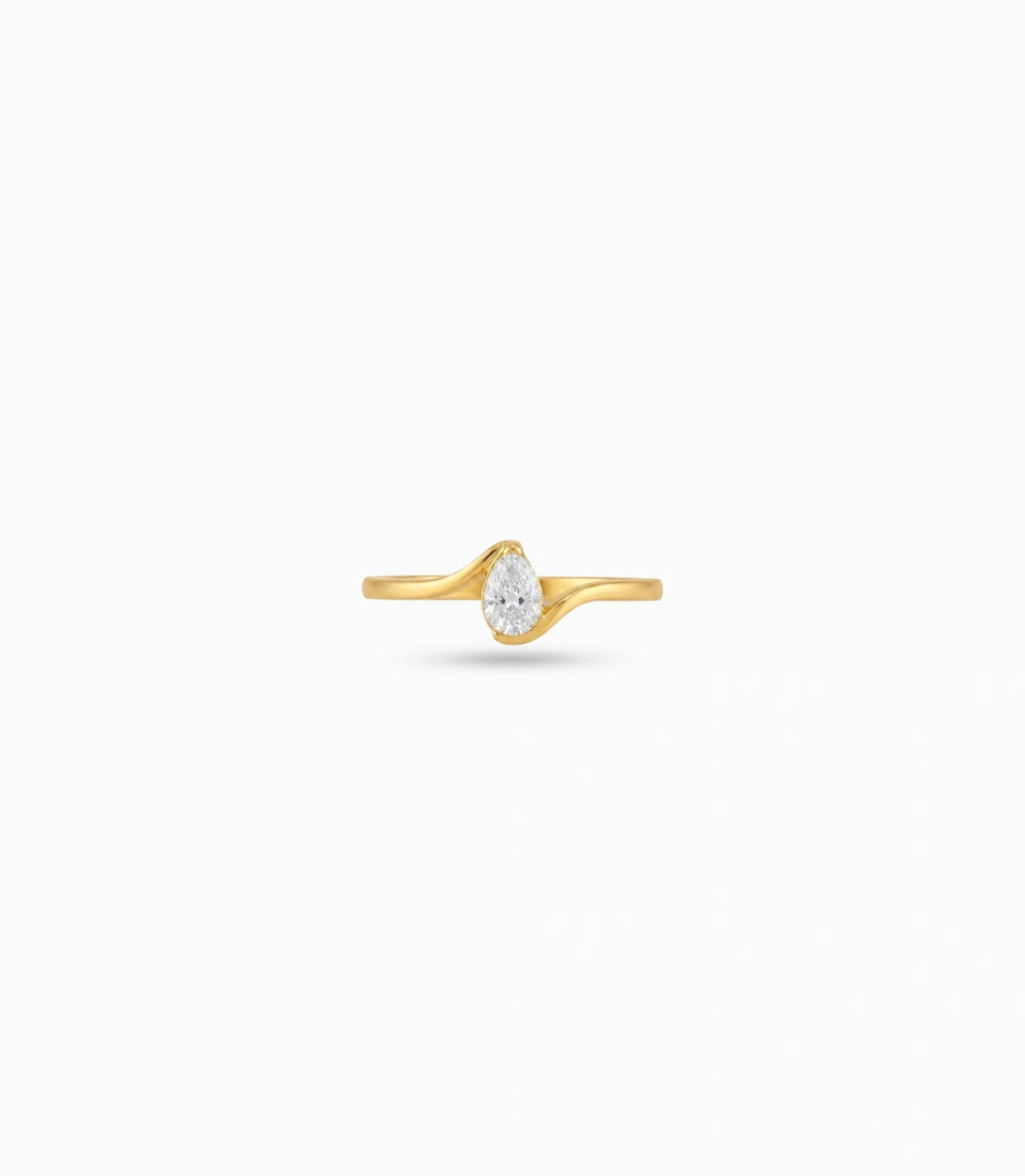 Gold Plated Party Simple Oval AD Finger Ring
