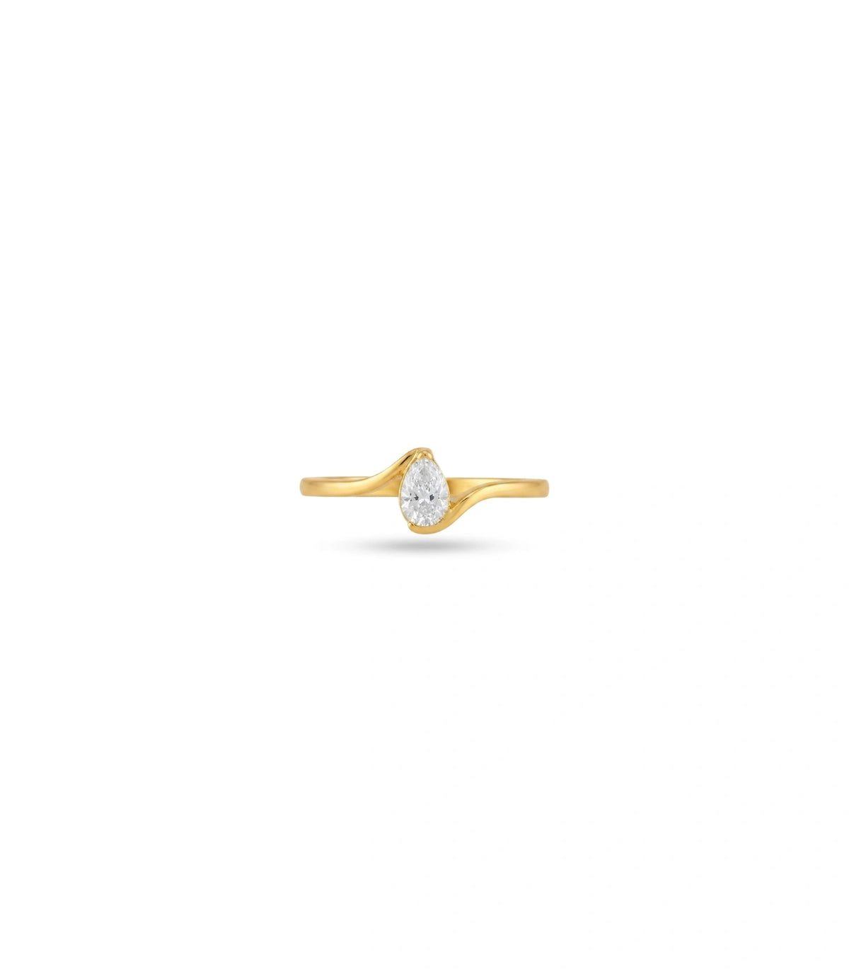 Gold Plated Party Simple Oval AD Finger Ring