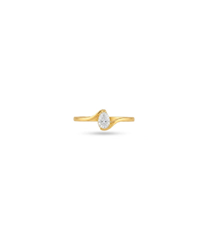 Gold Plated Party Simple Oval AD Finger Ring