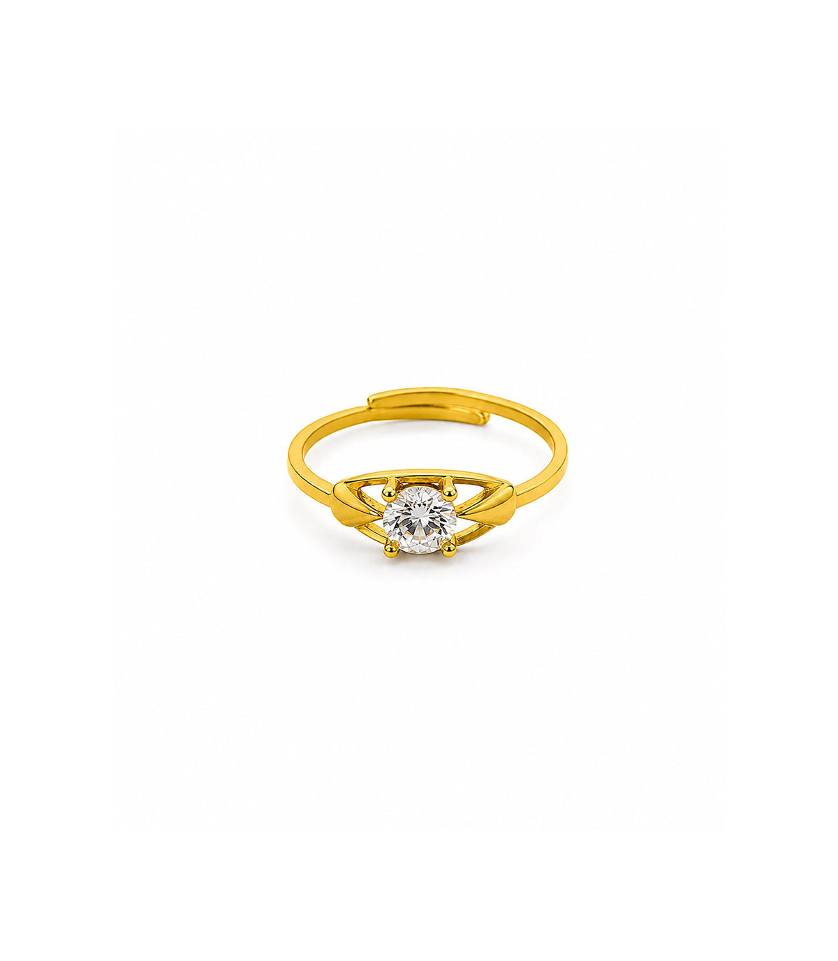 Gold Plated Adjustable Solitaire Finger Ring