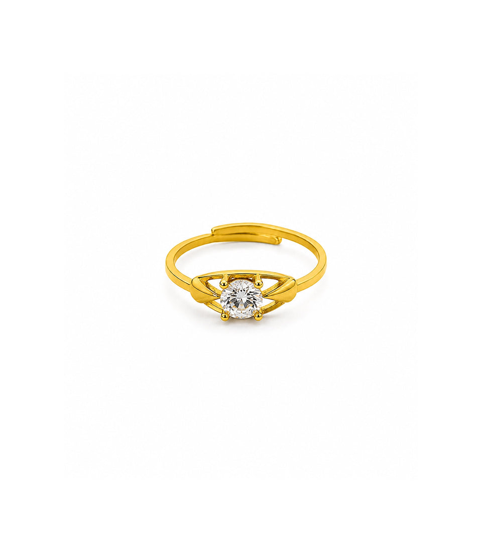 Gold Plated Adjustable Solitaire Finger Ring