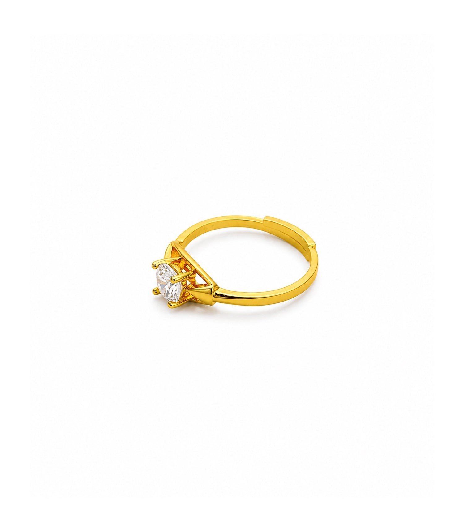Gold Plated Adjustable Solitaire Finger Ring