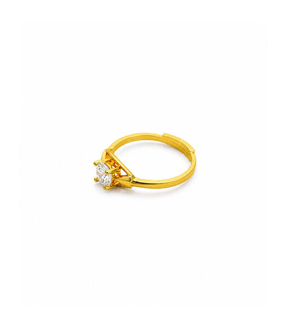 Gold Plated Adjustable Solitaire Finger Ring