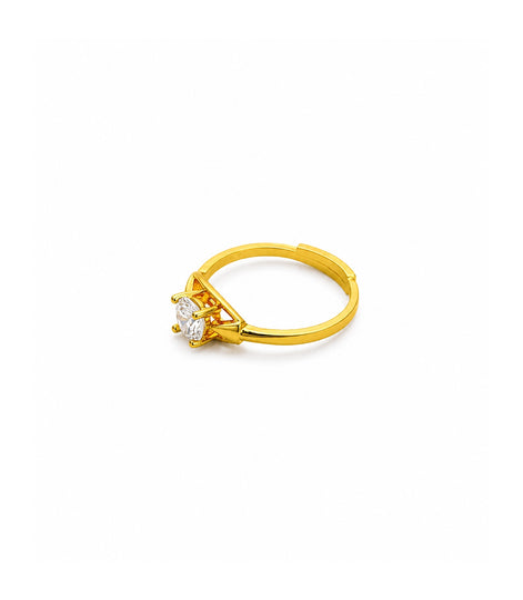 Gold Plated Adjustable Solitaire Finger Ring