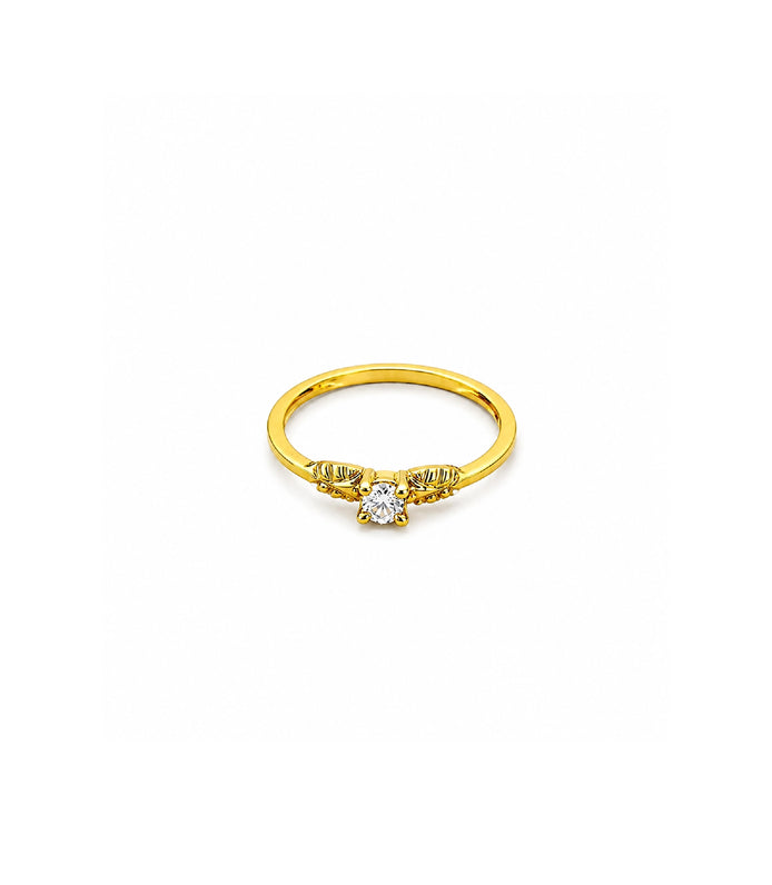 Gold Plated Delicate Floral Solitaire Finger Ring