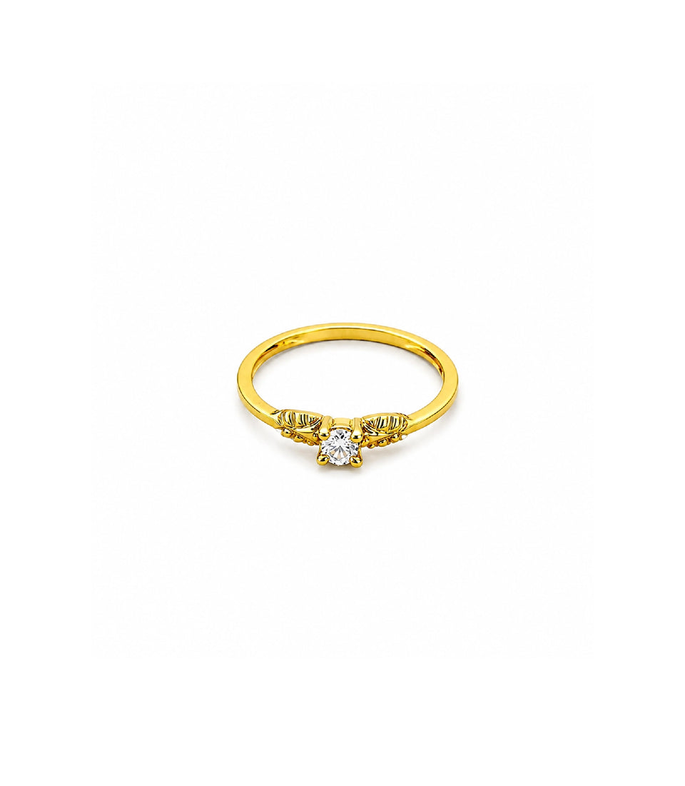 Gold Plated Delicate Floral Solitaire Finger Ring