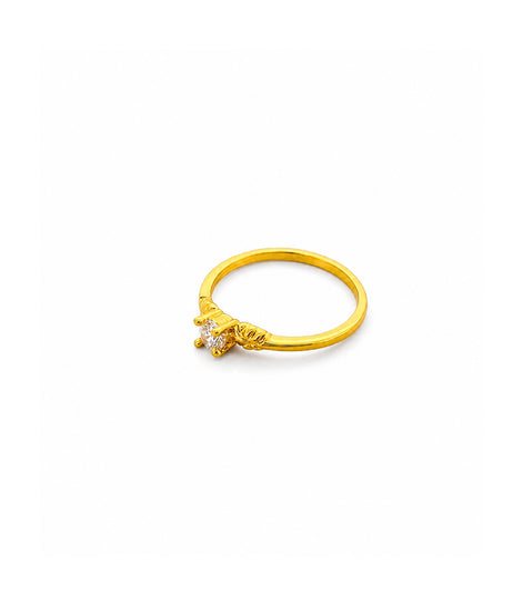 Gold Plated Delicate Floral Solitaire Finger Ring