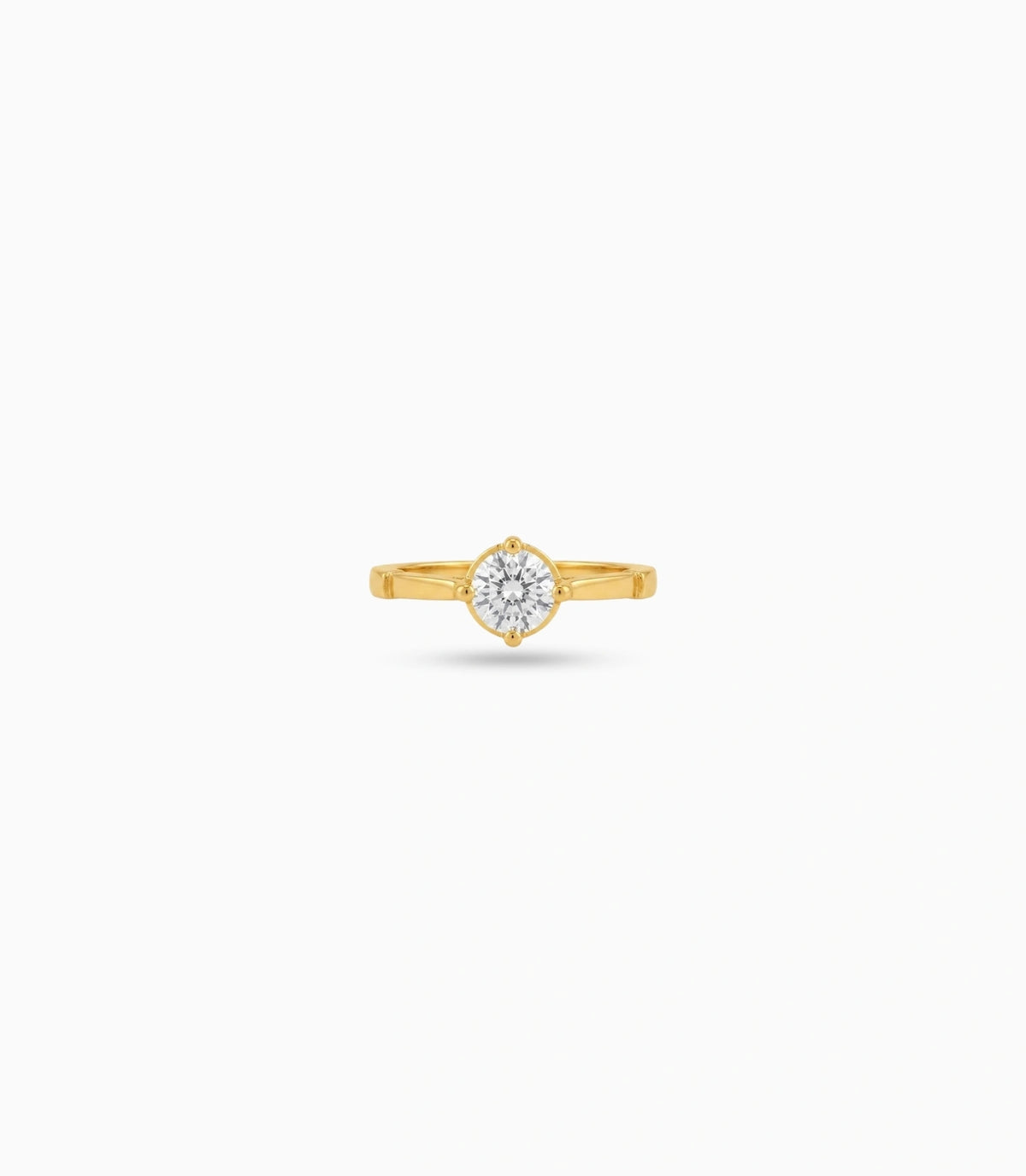 Gold Plated Classic Round Solitaire Finger Ring