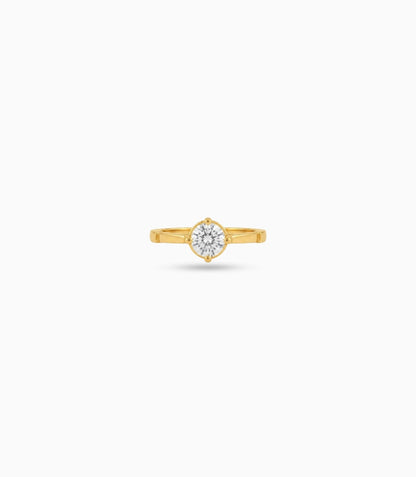 Gold Plated Classic Round Solitaire Finger Ring