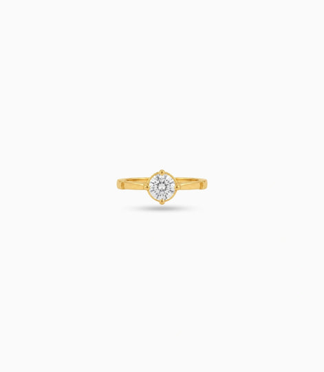 Gold Plated Classic Round Solitaire Finger Ring
