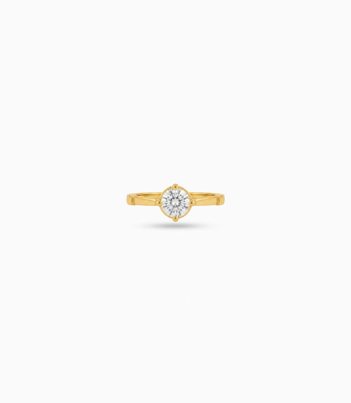 Gold Plated Classic Round Solitaire Finger Ring