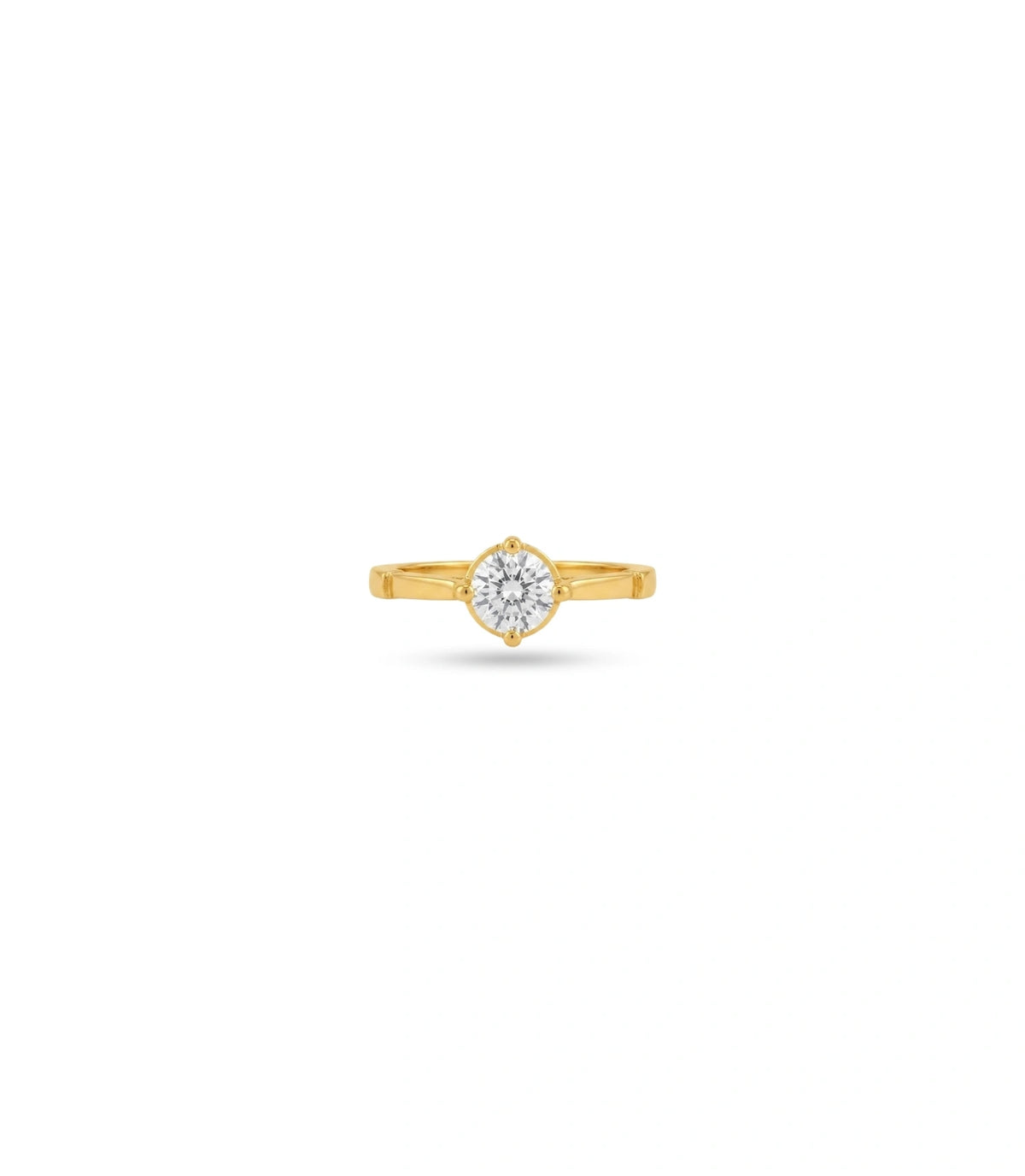 Gold Plated Classic Round Solitaire Finger Ring