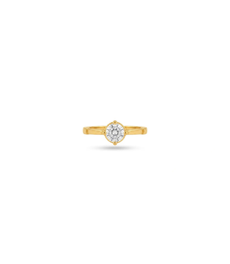 Gold Plated Classic Round Solitaire Finger Ring