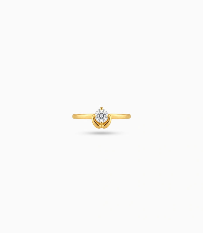 Gold Plated Tulip Base Solitaire Ring