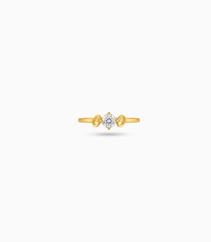 Gold Plated Festive Round AD Finger Ring