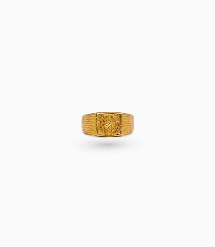 Gold Plated Wedding Square Sankha Finger Ring Men