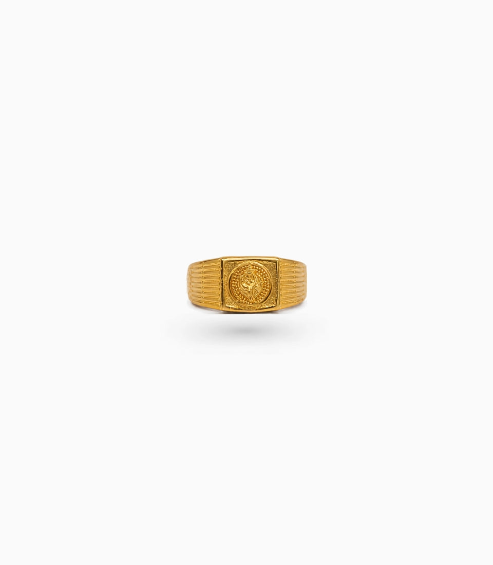 Gold Plated Wedding Square Sankha Finger Ring Men