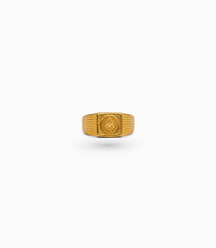 Gold Plated Wedding Square Sankha Finger Ring Men