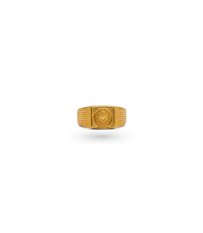 Gold Plated Wedding Square Sankha Finger Ring Men