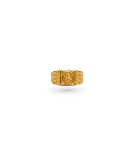 Gold Plated Wedding Square Sankha Finger Ring Men
