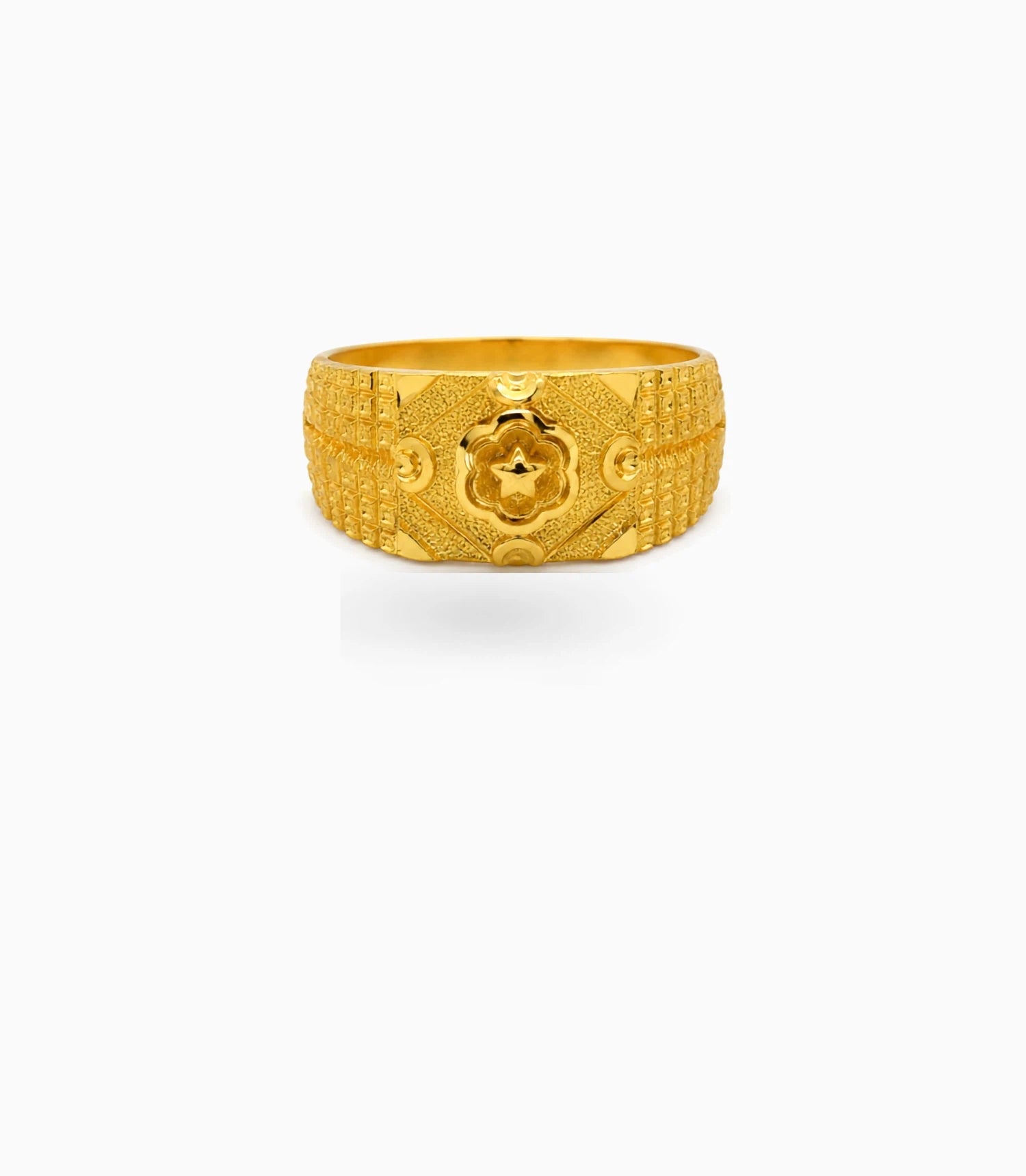 Gold Plated Wedding Square Chillai Finger Ring Men