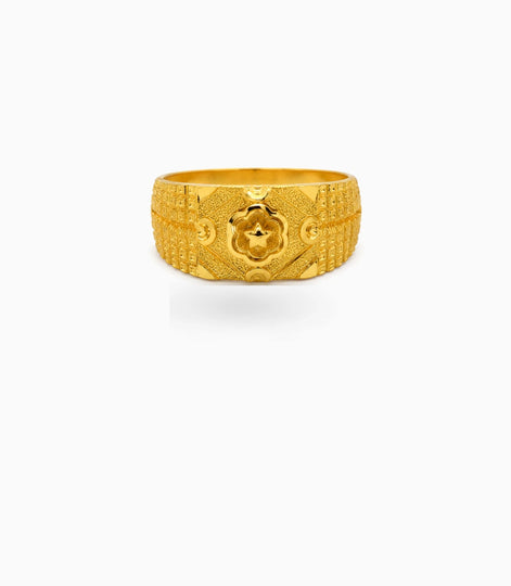 Gold Plated Wedding Square Chillai Finger Ring Men