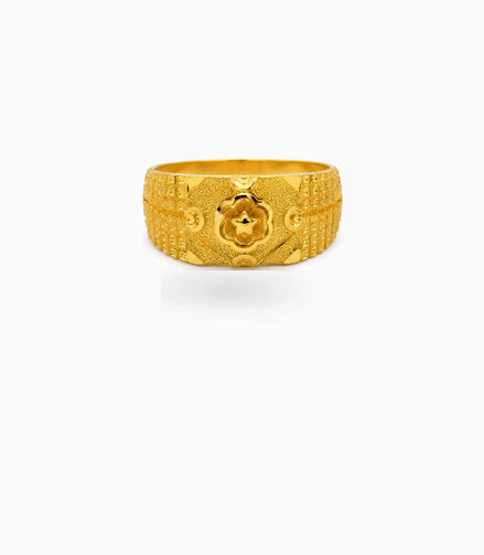 Gold Plated Wedding Square Chillai Finger Ring Men