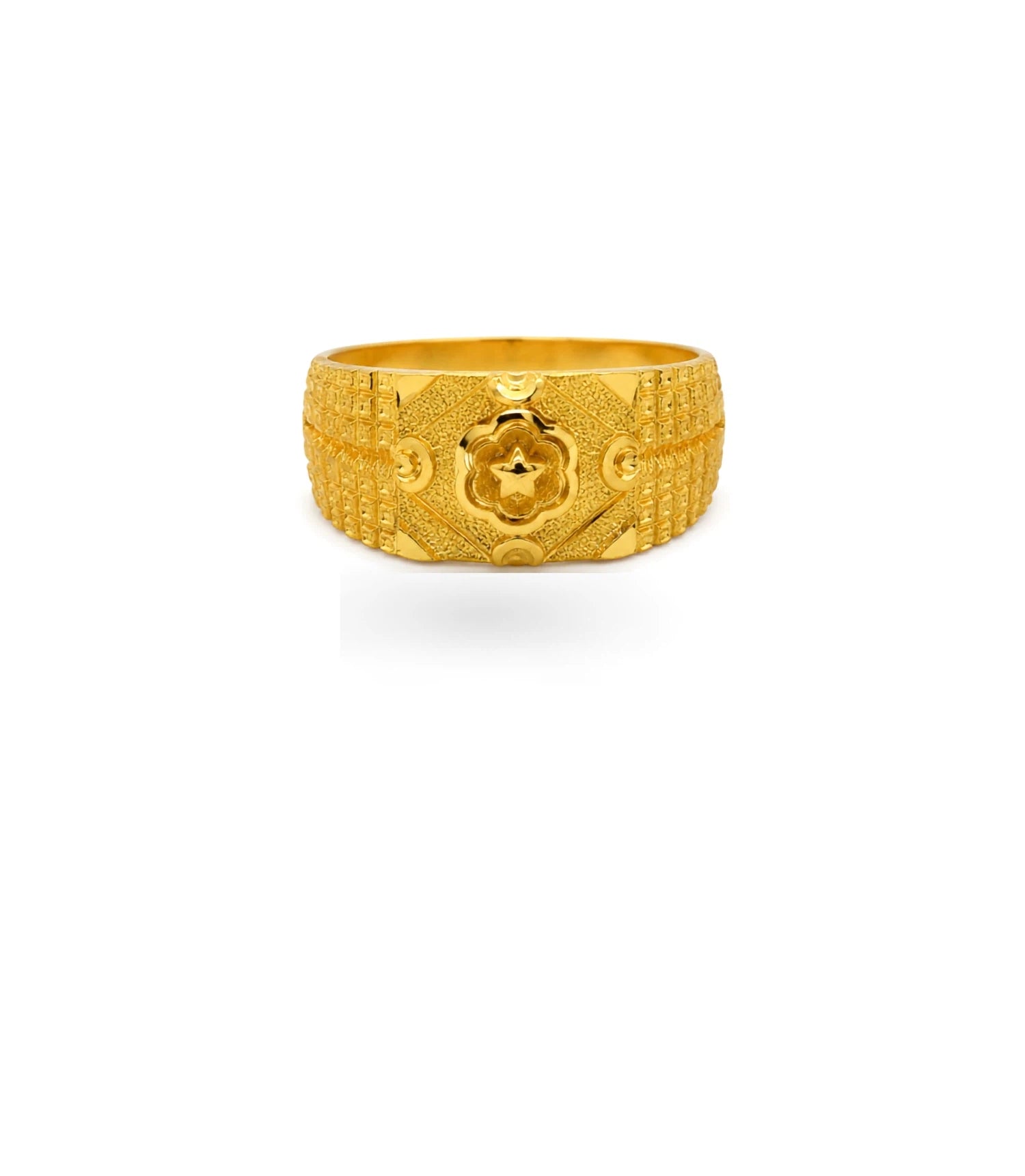 Gold Plated Wedding Square Chillai Finger Ring Men