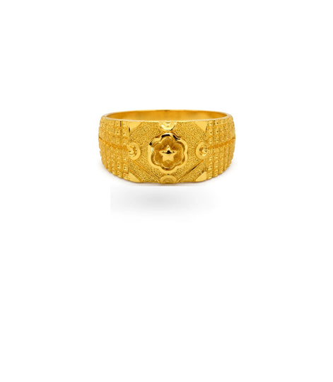 Gold Plated Wedding Square Chillai Finger Ring Men