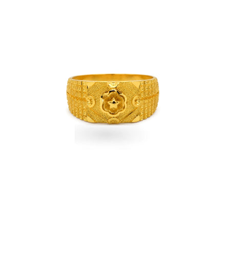 Gold Plated Wedding Square Chillai Finger Ring Men