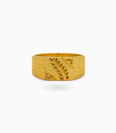 Gold Plated Wedding Square Floral Finger Ring Men