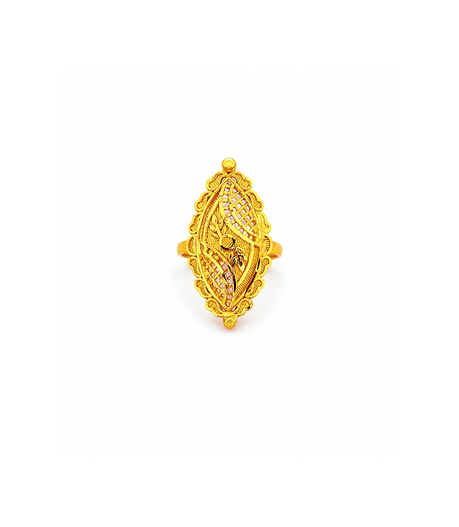 Gold Plated Filigree Statement Adjustable Finger Ring