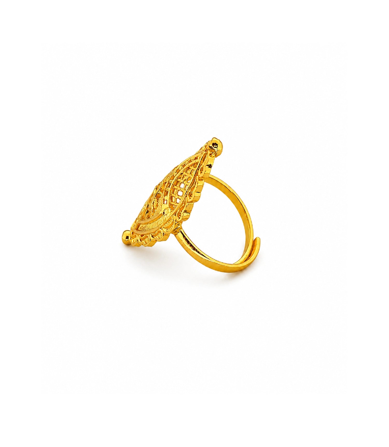 Gold Plated Filigree Statement Adjustable Finger Ring