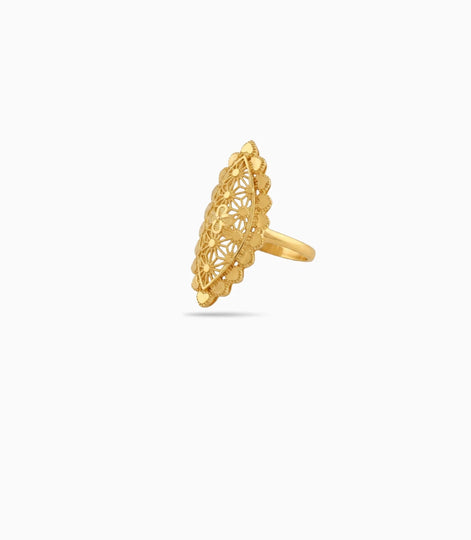 Gold Plated Wedding Oval Bloom Finger Ring