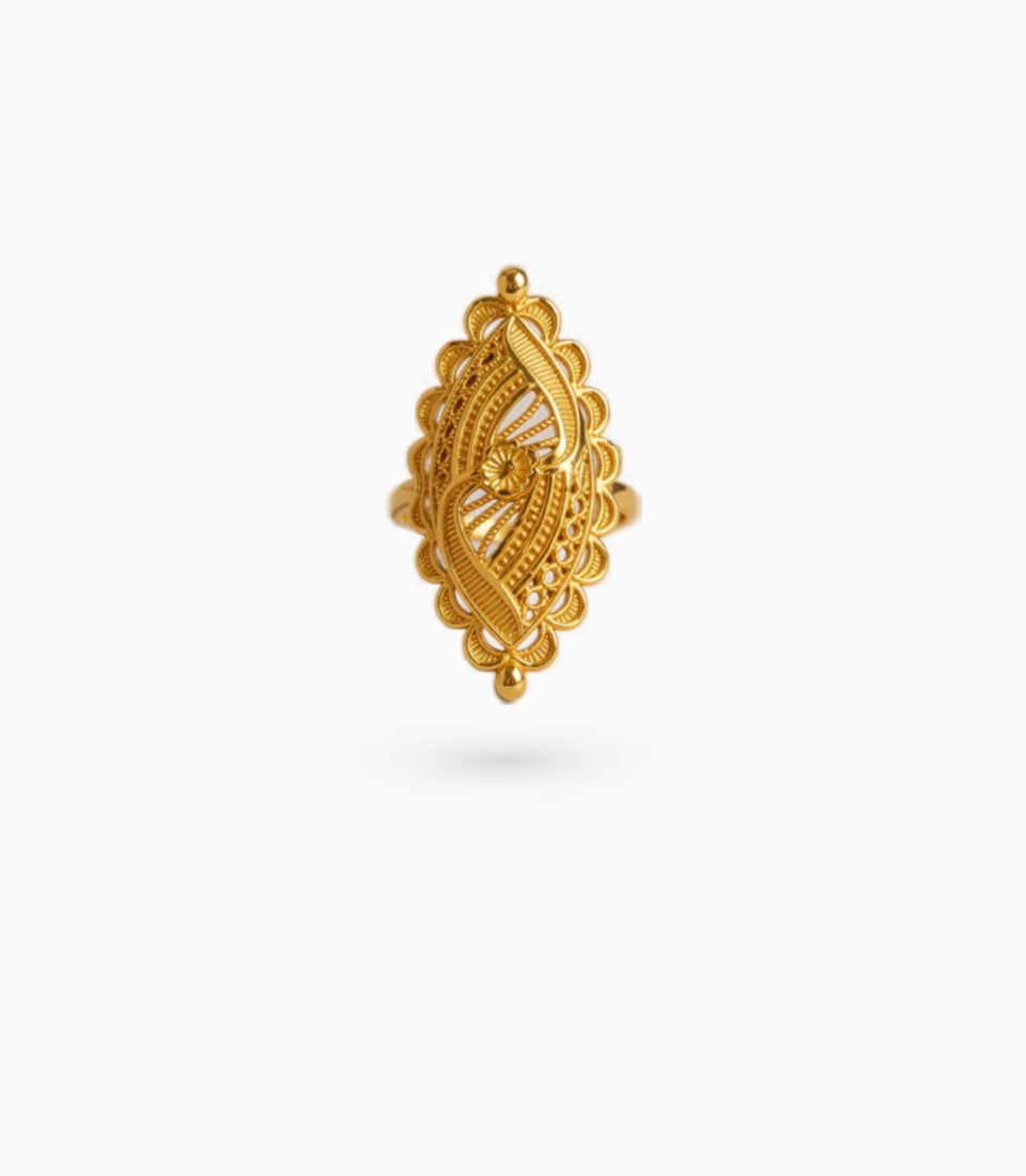 Gold Plated Wedding Designer Oval Finger Ring