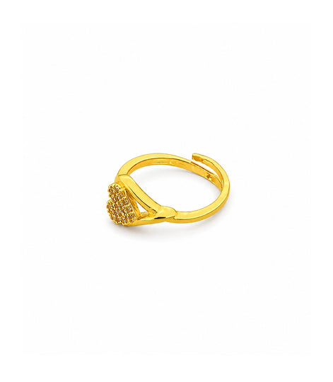 Gold Plated Crystal Heart Adjustable Finger Ring