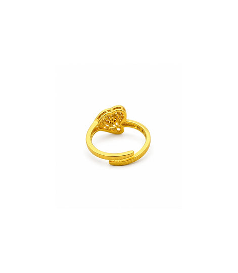 Gold Plated Crystal Heart Adjustable Finger Ring