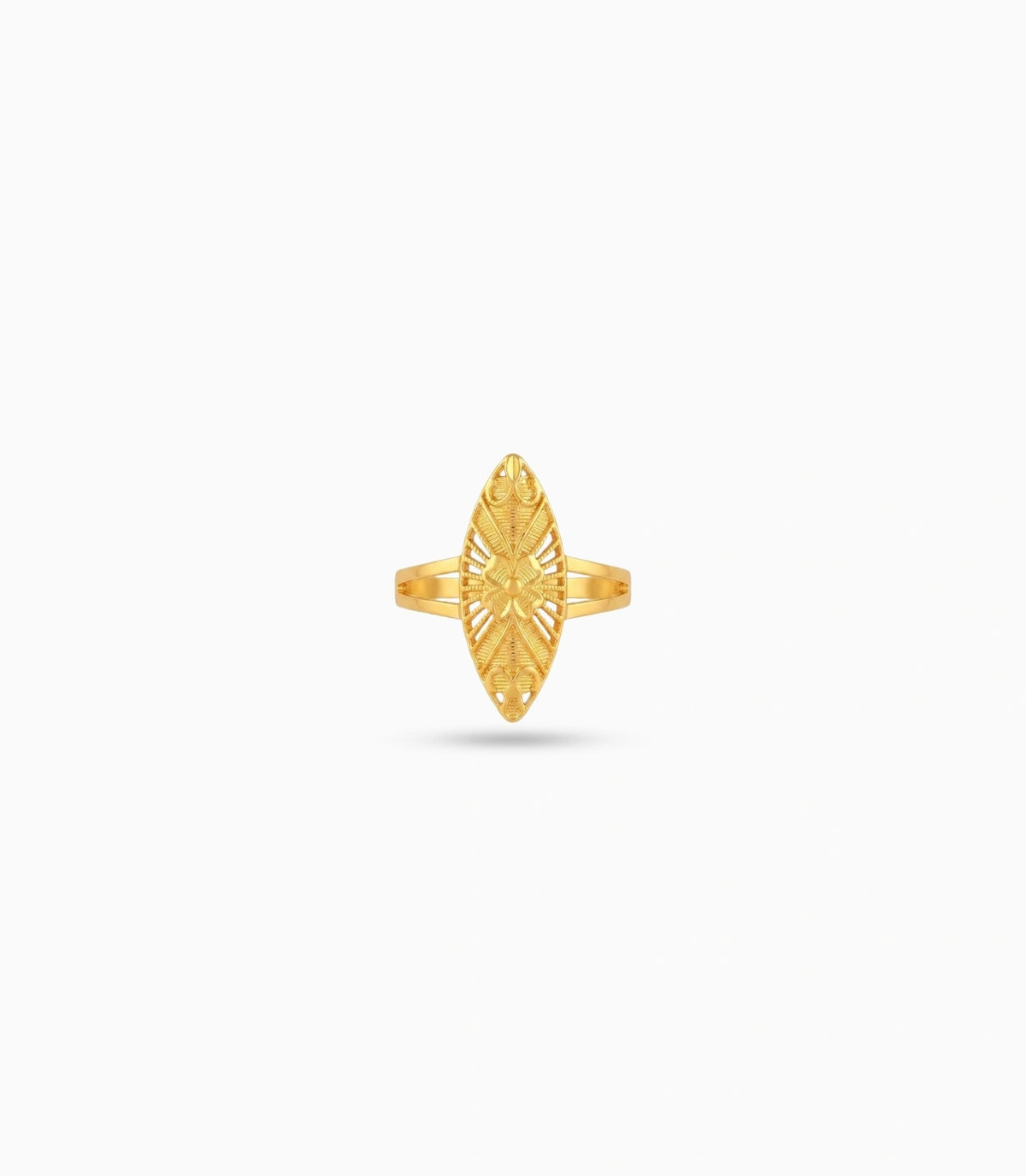 Gold Plated Marquise Filigree Statement Finger Ring