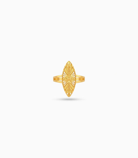 Gold Plated Marquise Filigree Statement Finger Ring