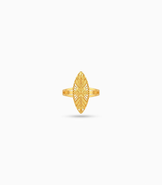 Gold Plated Marquise Filigree Statement Finger Ring