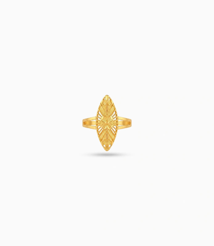 Gold Plated Marquise Filigree Statement Finger Ring