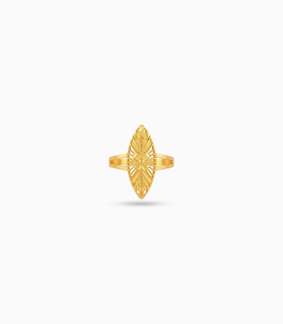 Gold Plated Marquise Filigree Statement Finger Ring