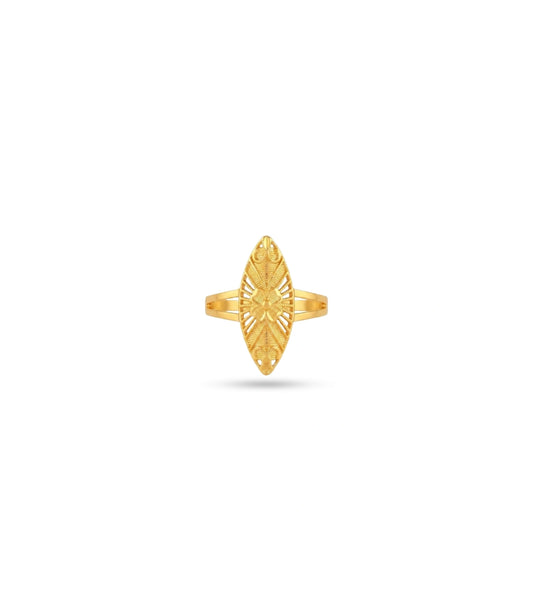 Gold Plated Marquise Filigree Statement Finger Ring