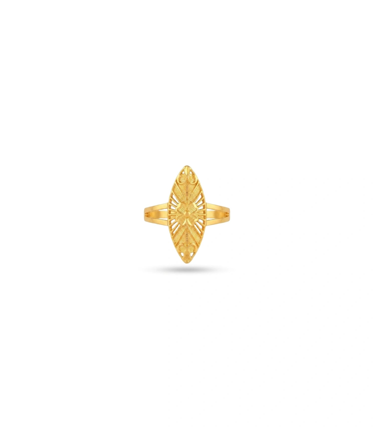 Gold Plated Marquise Filigree Statement Finger Ring