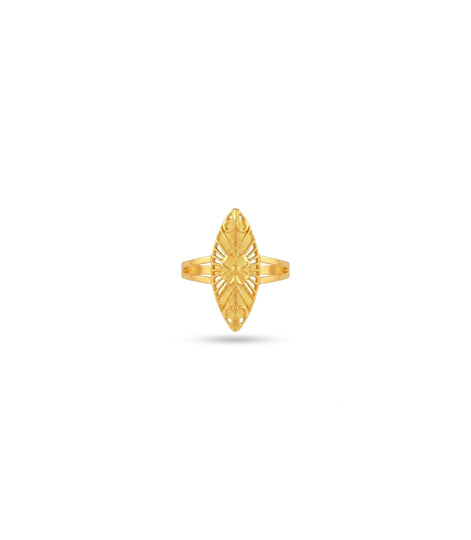 Gold Plated Marquise Filigree Statement Finger Ring