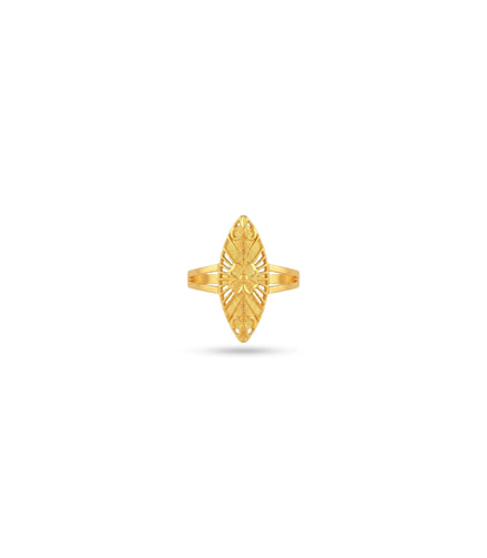 Gold Plated Marquise Filigree Statement Finger Ring
