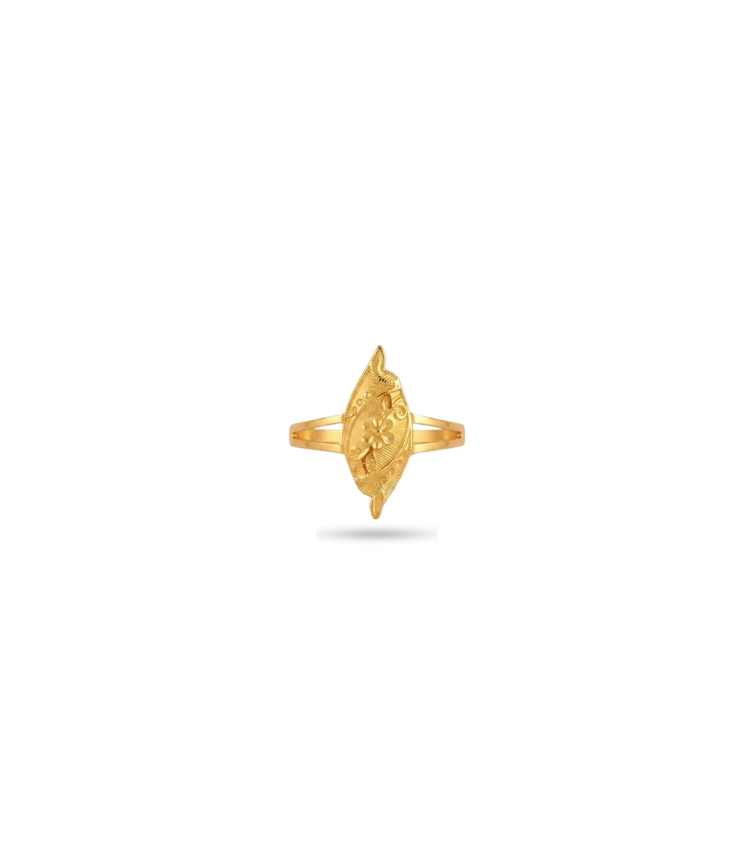 Gold Plated Textured Marquise Floral Finger Ring