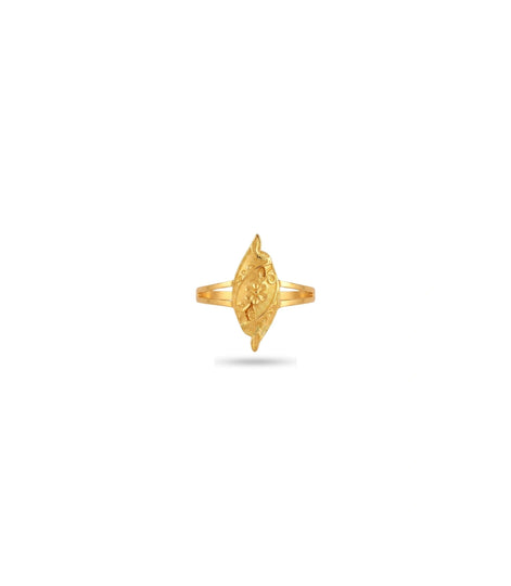 Gold Plated Textured Marquise Floral Finger Ring